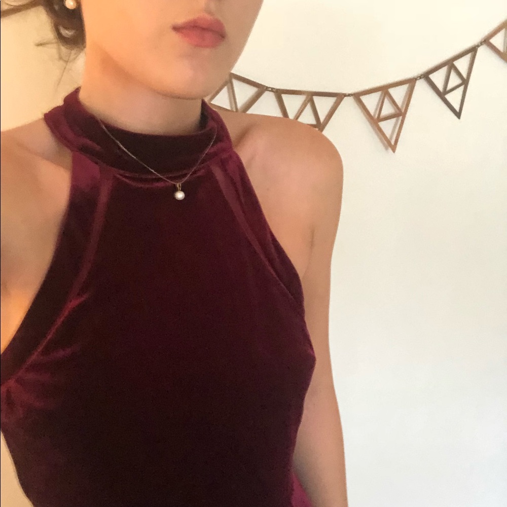 ~Silence+Noise red velvet dress with mesh (s)~